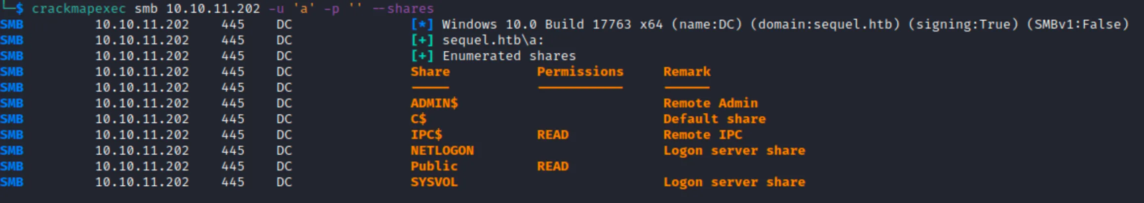 Crackmapexec - shares listing